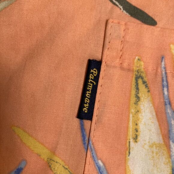 Palmwave Peach Print Hawaiian Shirt - Picture 5 of 9